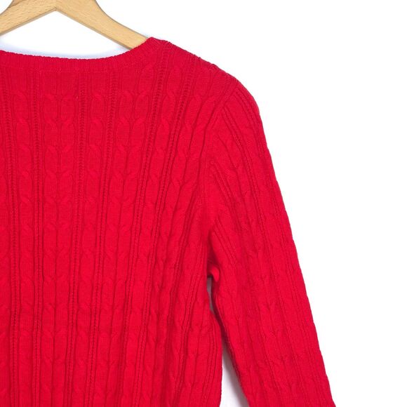 ST JOHNS BAY Chunky Cable Knit Sweater Women Large Nylon Classic NormCore Preppy - Picture 13 of 15